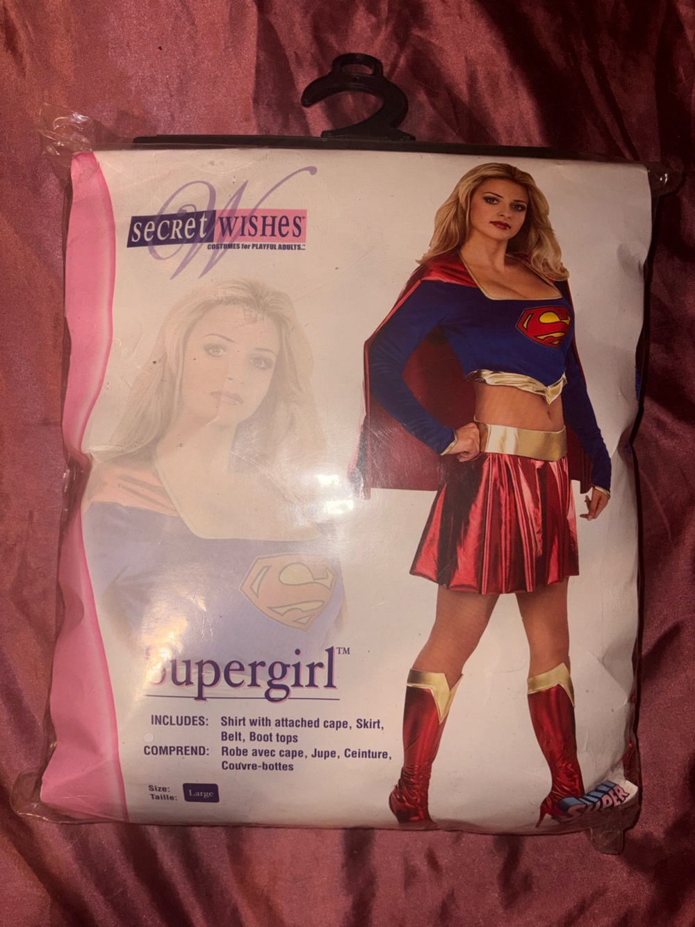 RARE VINTAGE SECRET WISHES “SUPERGIRL” COSTUME ADULT SIZE LARGE